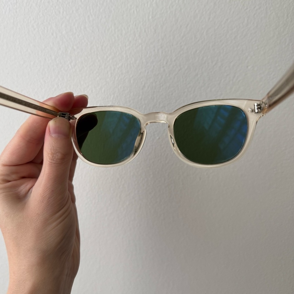 Oliver Peoples Sheldrake Sun - Clear Frame Sunglasses with Green Lenses - Picture 7 of 12